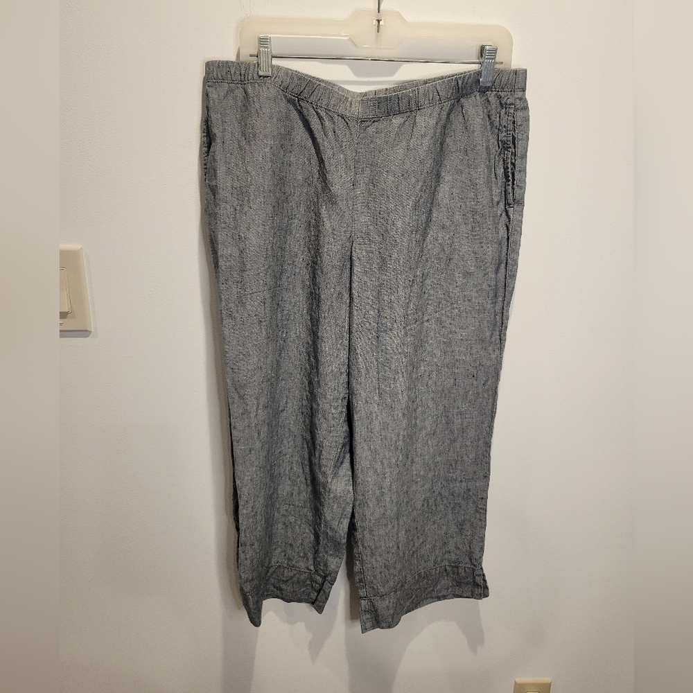 J jill love linen size mp gray linen pull on pants